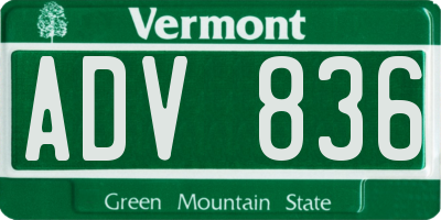VT license plate ADV836