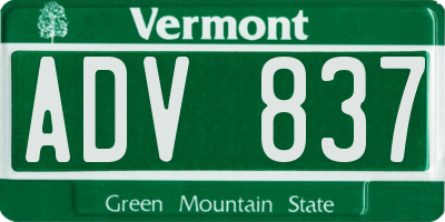 VT license plate ADV837