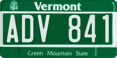 VT license plate ADV841