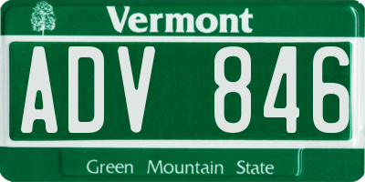 VT license plate ADV846