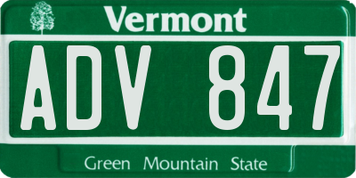 VT license plate ADV847