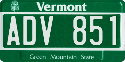 VT license plate ADV851