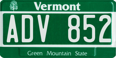 VT license plate ADV852