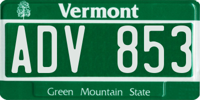 VT license plate ADV853