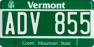VT license plate ADV855