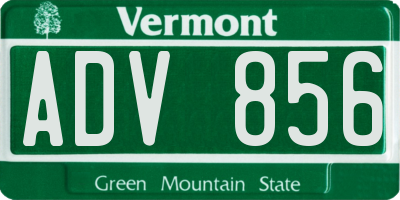 VT license plate ADV856