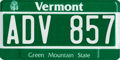 VT license plate ADV857