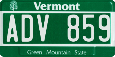 VT license plate ADV859