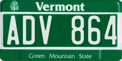 VT license plate ADV864