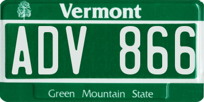 VT license plate ADV866