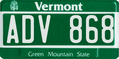 VT license plate ADV868