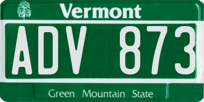 VT license plate ADV873