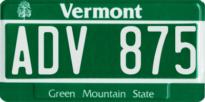VT license plate ADV875