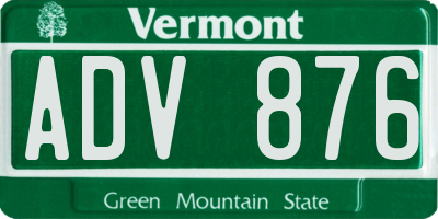 VT license plate ADV876