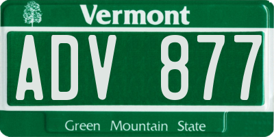 VT license plate ADV877