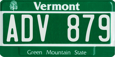 VT license plate ADV879