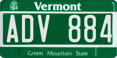 VT license plate ADV884