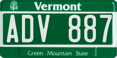 VT license plate ADV887