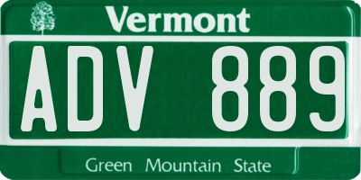 VT license plate ADV889