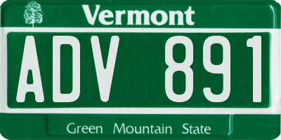 VT license plate ADV891
