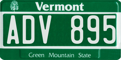 VT license plate ADV895