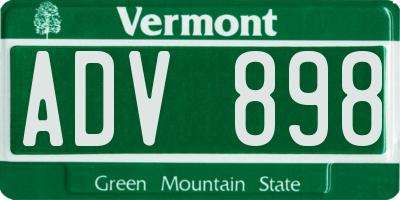 VT license plate ADV898