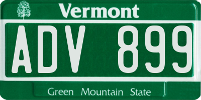 VT license plate ADV899