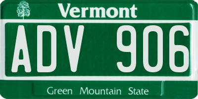 VT license plate ADV906