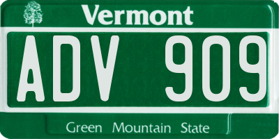 VT license plate ADV909