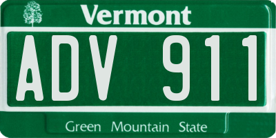 VT license plate ADV911