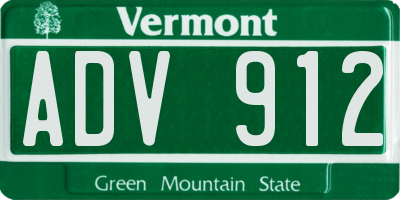 VT license plate ADV912