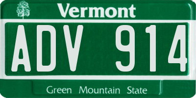 VT license plate ADV914