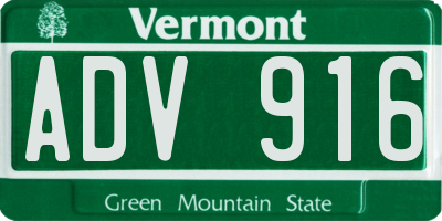 VT license plate ADV916