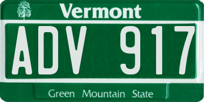 VT license plate ADV917