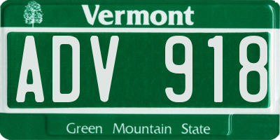 VT license plate ADV918
