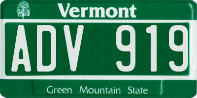 VT license plate ADV919