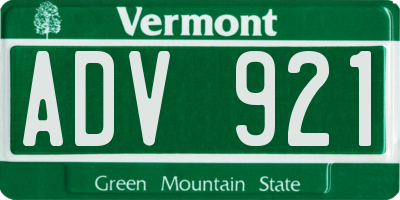 VT license plate ADV921