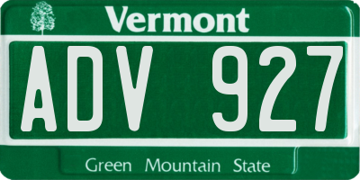 VT license plate ADV927