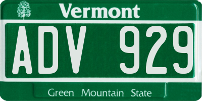 VT license plate ADV929