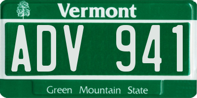 VT license plate ADV941