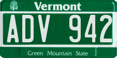 VT license plate ADV942