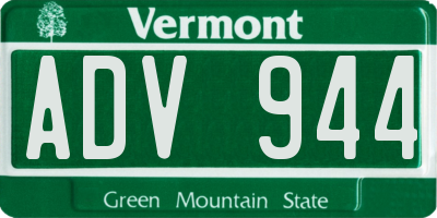 VT license plate ADV944