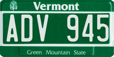 VT license plate ADV945
