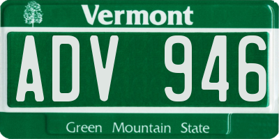 VT license plate ADV946