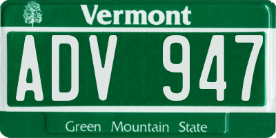 VT license plate ADV947