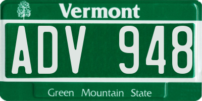 VT license plate ADV948