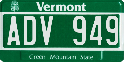 VT license plate ADV949