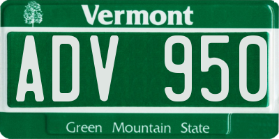 VT license plate ADV950