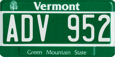 VT license plate ADV952