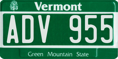 VT license plate ADV955